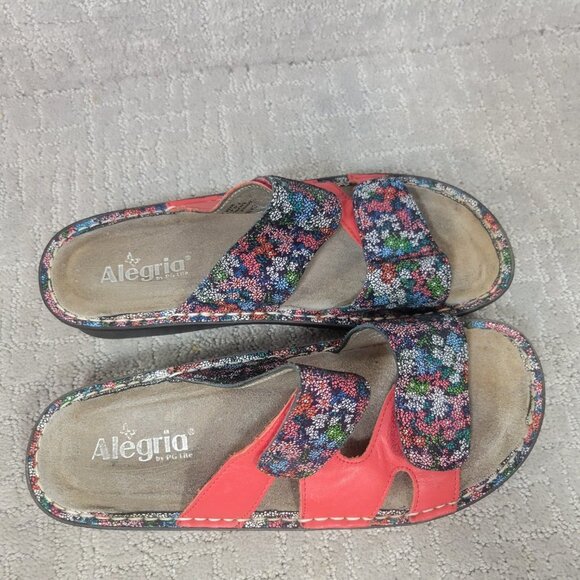 Alegria PG Lite Womens Size 42 Slide Leather Floral Wedge Sandals - Picture 8 of 11